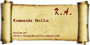 Komenda Anita névjegykártya